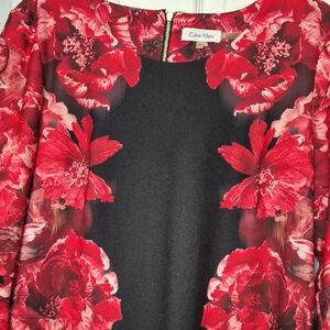 Calvin Klein Red and Black Floral Dress